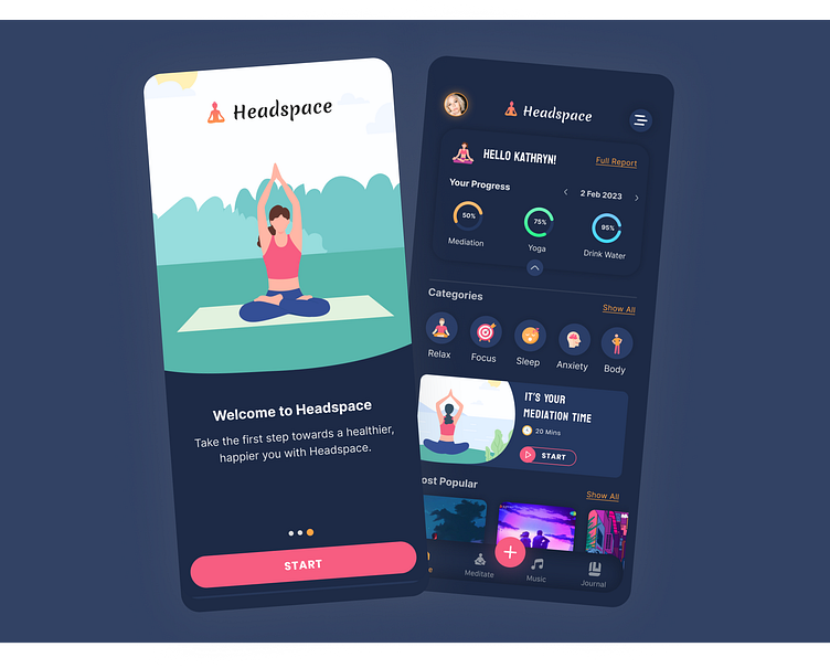 Headspace-Mobile App by Vishal Yadav on Dribbble