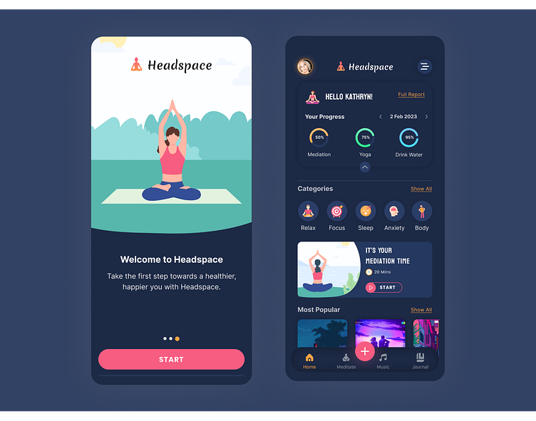 Headspace-Mobile App by Vishal Yadav on Dribbble