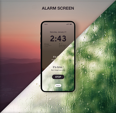 Alarm Screen alarm app background constraint ios iphone phone app ui design weather