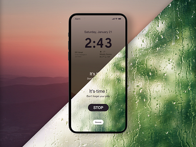 Alarm Screen alarm app background constraint ios iphone phone app ui design weather