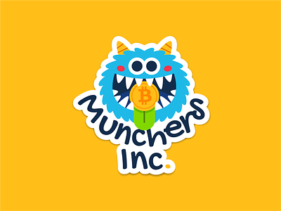 Munchers Inc. NFT logo bitcoin blockchain branding cartoon character creature cute design digital flat funny happy illustration logo mascot monster nft spooky sticker vector