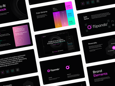 Flipando.ai / BrandBook 2023 agency ai artificial intelligence brand brand book branding chatgpt design design studio graphic design illustration logo moodboards simple simple studio ui vector visual website