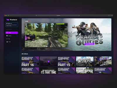 Piranha.tv Redesign ui web