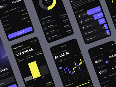 Crypto Wallet bitcoin chart concept crypto crypto wallet cryptocurrency exchange figma finance free ui kit graph minimal mobile mobile app nft swap tokens ui ux wallet