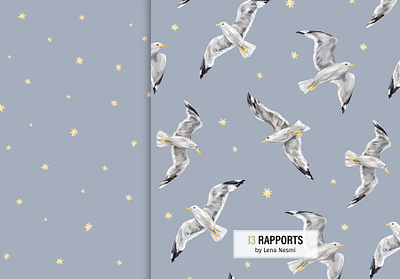 Pattern with seagulls. bird fabric print il illustration kids fabric pattern print seagull star textile design