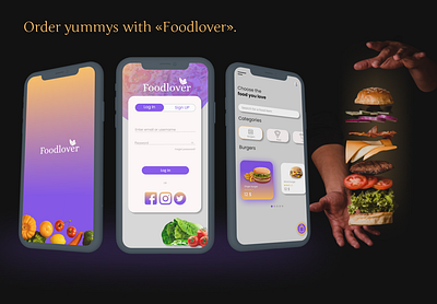 Mobille app for food ordering app application design food ui ux