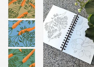Sketch for vegetable pattern. floral illustration pattern plant print seamless sketch surface vegetable