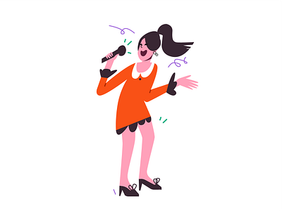 singing girl branding character design flat girl illustration simple