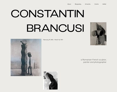 CONSTANTIN BRANCUSI | Landing Page design landing page ui webdesign