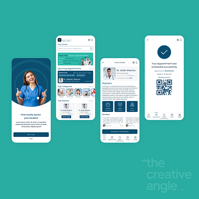 Doctor Appointment Booking App | The Creative Angle angle app design booking booking app branding clinic consultation creative design design agency doctor doctor appointment booking app online doctor ui unique ux