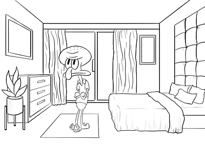 Interior space and Squidward character interior space photoshop sketch squidward thumbnail