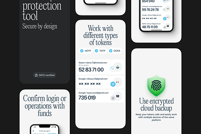 Protectimus Appstore Screenshots 2fa app authenticator authentification clean mobileapp security token typo typography