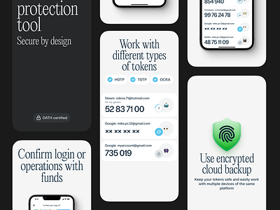 Protectimus Appstore Screenshots 2fa app authenticator authentification clean mobileapp security token typo typography