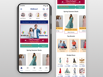 Mobicart - Online Shopping (Home Screen) ui design