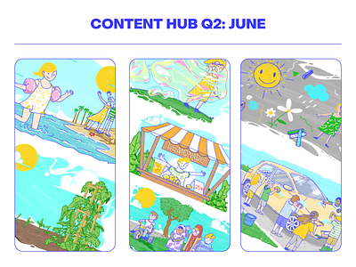 Fensolvi – Little a Little Longer Content Hub Illustrations blue character children handwritten illustration playful summer yellow