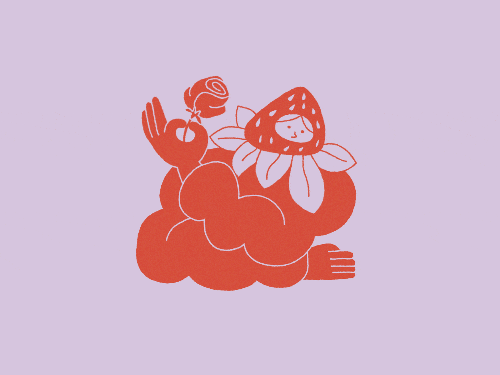 Strawberry girl animation branding graphic design illustration logo