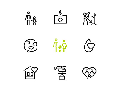 Charity and donations - line icon set assistance charity design donation eco help icon line pictogram style unity vector