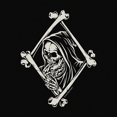 Smokey apparel black bones branding clothing darkart design illustration reaper skull t shirt tattoo