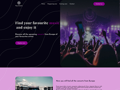 Homepage for concerts in Europe branding design figma graphic design homepage landingpage ui ux web design website