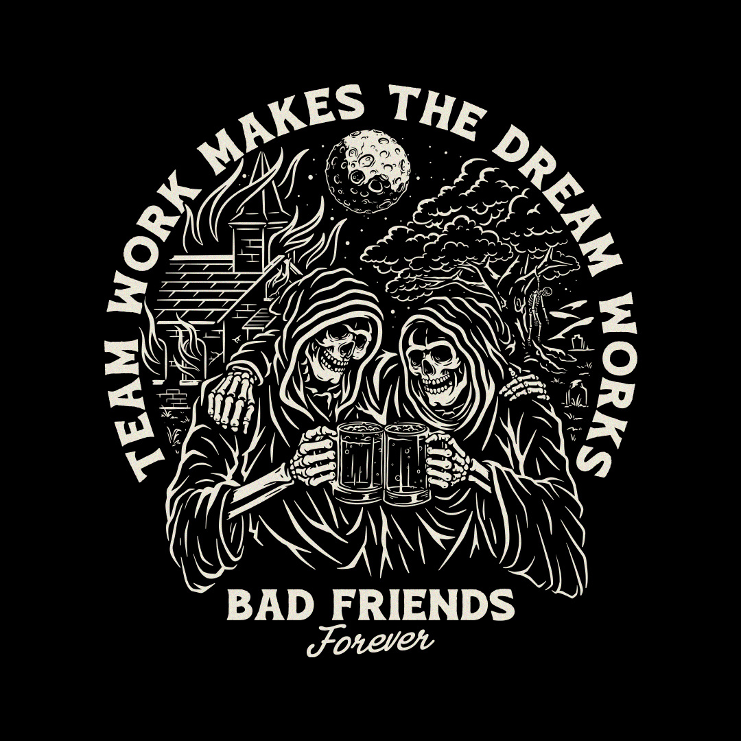 Team Work - Design for sale apparel beer cheers clothing dark design gothic illustration night skull t shirt tattoo