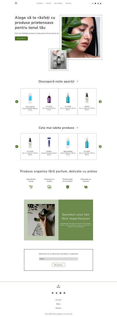 Skincare products Homepage branding design figma graphic design homepage landingpage ui