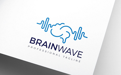 Creative Brain Wave Logo Design brain line wave