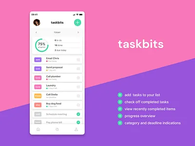 Taskbits: Checklist App app checklist clean dribbble figma minimal product design simple ui ux warmup