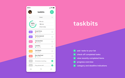 Taskbits: Checklist App app checklist clean dribbble figma minimal product design simple ui ux warmup