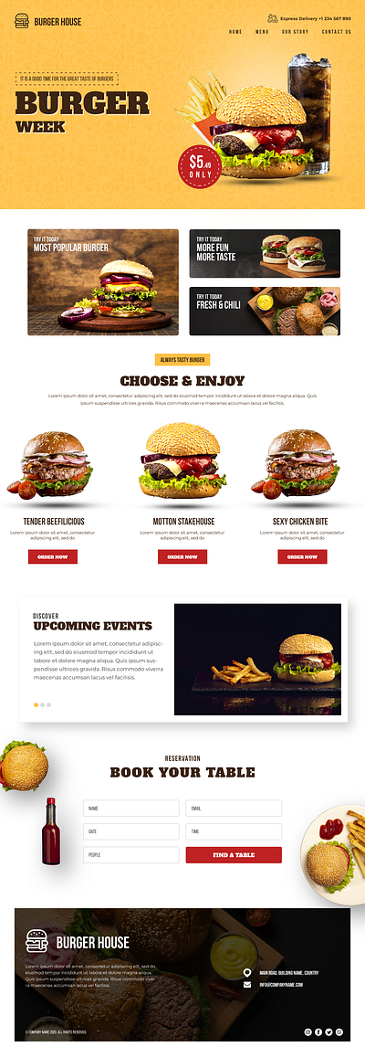 American Burger Website Concept concept design figma landing page ui uiux web page webdesign