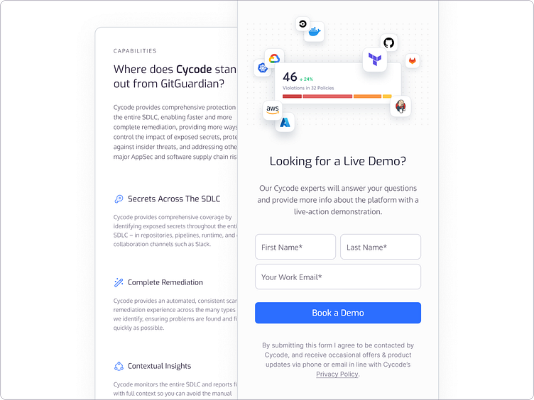 Competitor Comparison Landing Page by Moty Weiss for Cycode Design Team