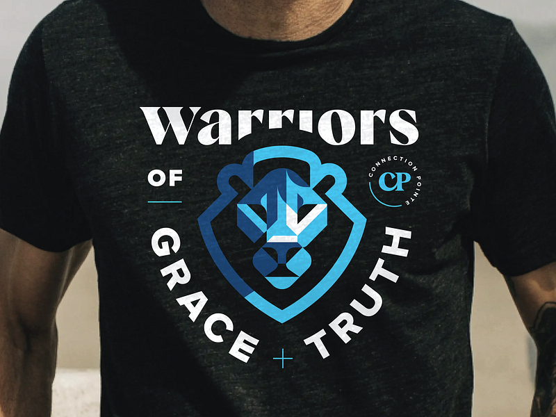Warriors of Grace + Truth bible geometric god illustration jesus lion logo seal shield shirt
