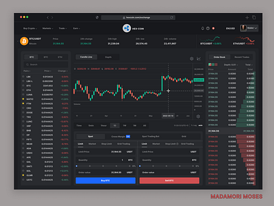 CRYPTO-DASHBOARD aesthetic dark mode landing page product design ui ux