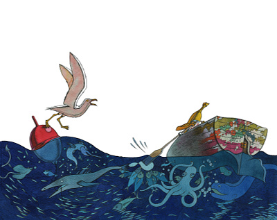 Ocean's flyleaf art children book design drawing illustration