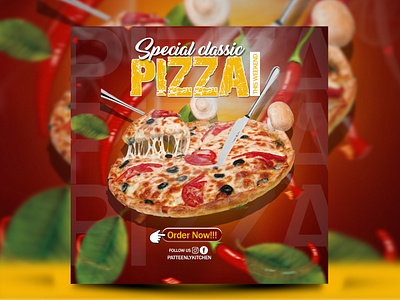 Social media post (Pizza) 3d adobe illustrator adobe photoshop advertisement branding design flyer design graphic design