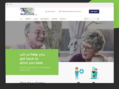 Glen Cove - Homepage design branding color design experience figma green healthcare identity landing page nursing photoshop rehab ui ui design uiux uiux design web web design website website design