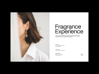 Fragrance Experience clean landing layout simple split typography ui ux whitespace