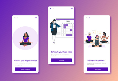 "Experience the power of yoga" branding design digital yoga appointment