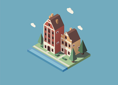 Isometric Houses amsterdam house design illustration isometric minimalism vector