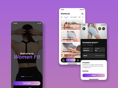 Women Fit / Mobile app design app design design fitness app mobile app mobile design redesign redesign concept uxui web design