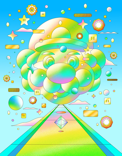 Beyond Rainbow Road - Raised by Rainbows Art Show affinity designer art direction art show character design color colour exhibition fun graphic illustration mar10 mario mario day nintendo prints psychedelic retro vector video game