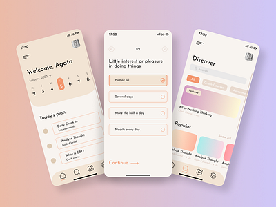 CBT Thought Diary / Mobile app redesign app design mental health mobile app mood tracker app redesign redesign concept user interface uxui web design
