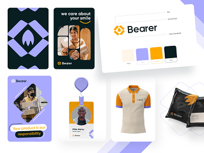 Bearer-Full branding, logo design, visual identity brand identity brand sign branding concept courier courier delivery courier service delivery design discover dribble graphic design logo minimal popular 2023 ui vector web web design website