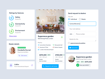 Real estate web - UI elements branding cards dealer design house logo owner property real estate rent sudhan typography web