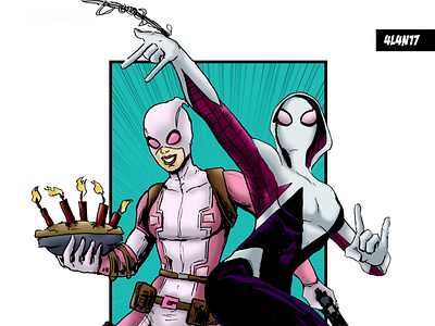 Gwenpool & Spider Gwen art artist artwork character character illustration comic art comic artist comic character comic style cover art design drawing graphic design illustration illustrator ink marvel marvel comics poster art