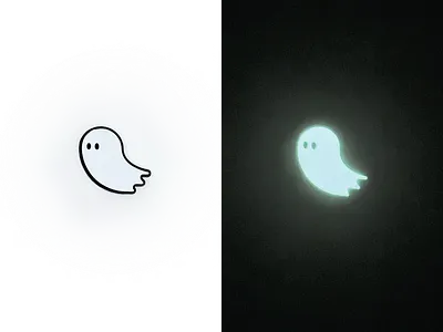 Ghost Pin dark design enamel ghost glow glow in the dark icon illustration line line art logo merch merchandise minimal monoline pin simple spooky