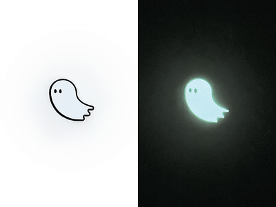 Ghost Pin dark design enamel ghost glow glow in the dark icon illustration line line art logo merch merchandise minimal monoline pin simple spooky