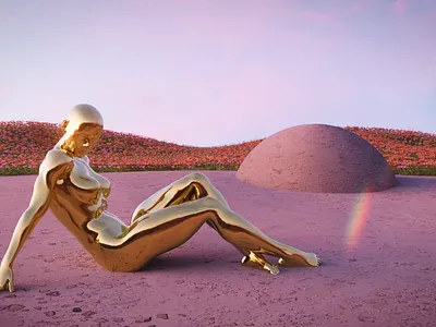 Cosmic Girl 3d 3dart cinema 4d digitalart flowers garden maxon redshift sunset