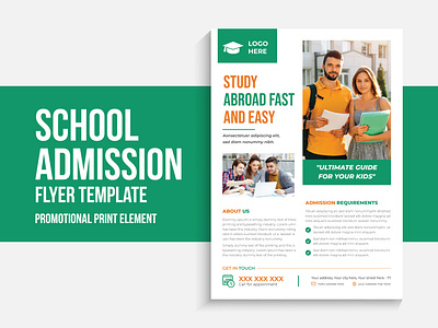 School admission flyer template. abroad abstract admission flyer admission post business creative design education flyer flyer graphic design ielts modern poster poster design school admission social media study study abroad template web social media post