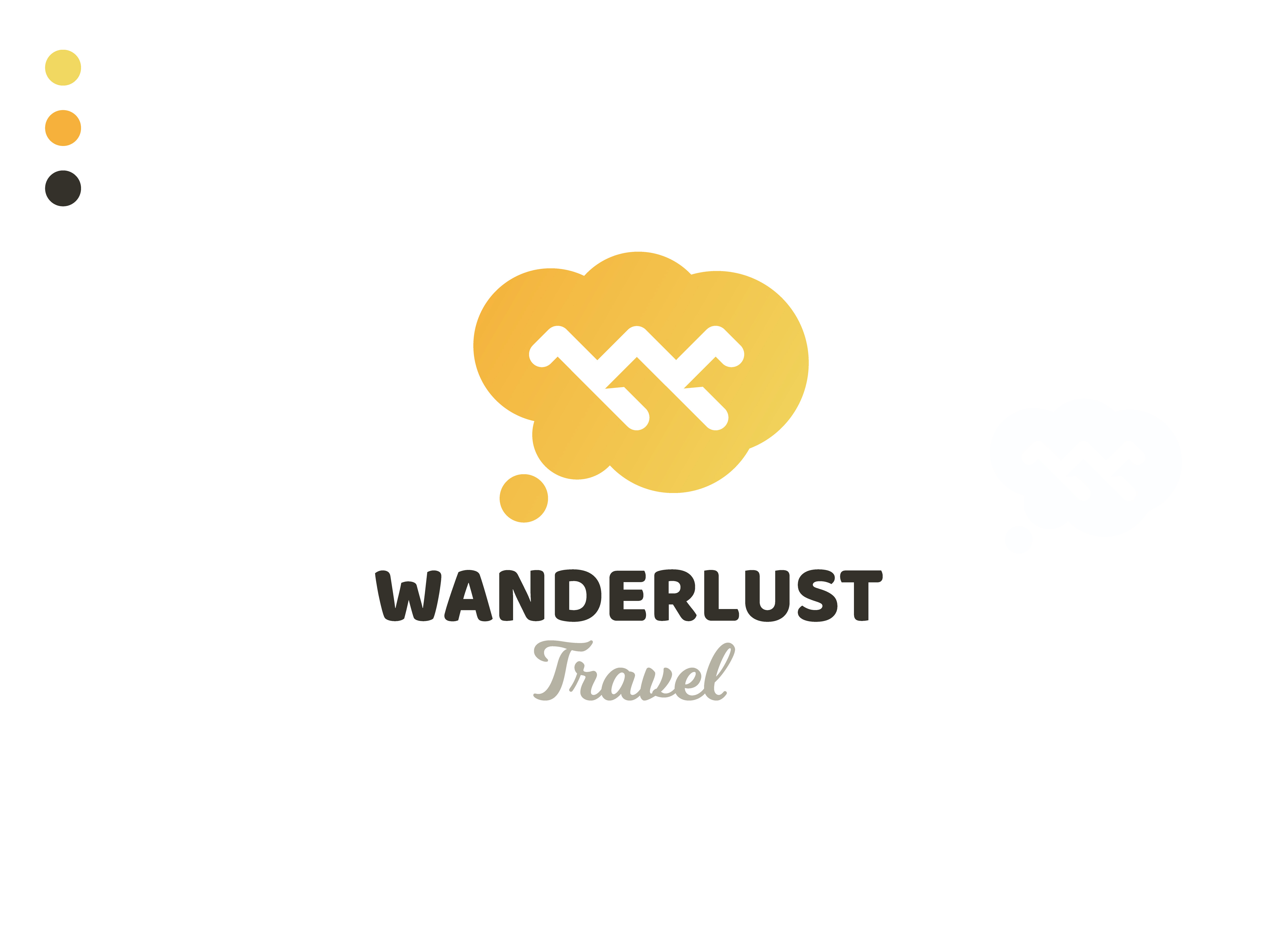 Wanderlust Travel - Logo design branding cloud colorful design fun graphic design illustration logo orange professional travel vector yellow