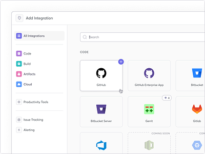 Add New Integration - Wizard add cards checkbox component connect data data visualization design system dialog github library list modal select selection sidebar ui ui components ux wizard